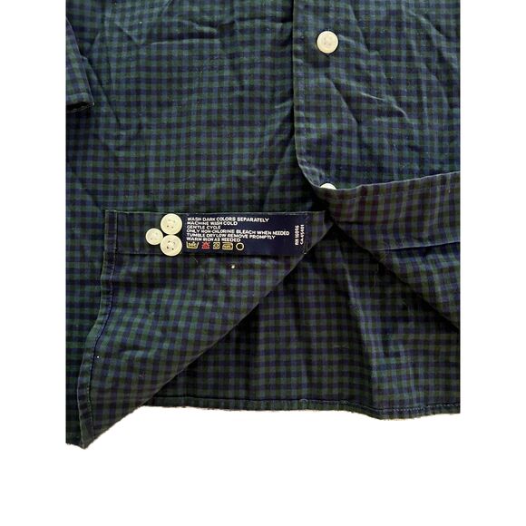 Nautica Blue Green Plaid Button Down Long Sleeve Shirt Men's Large 17.5 34/35 - Picture 5 of 10
